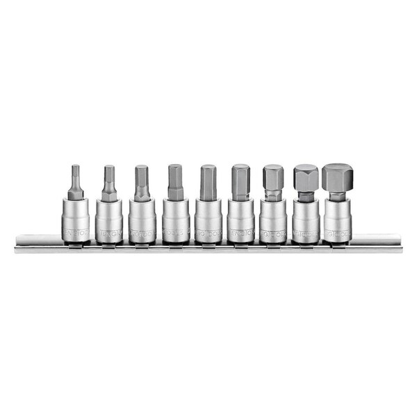 9 Piece 1/4 Inch Drive Metric Hex Chrome Vanadium Socket Bit Set 3mm  12mm